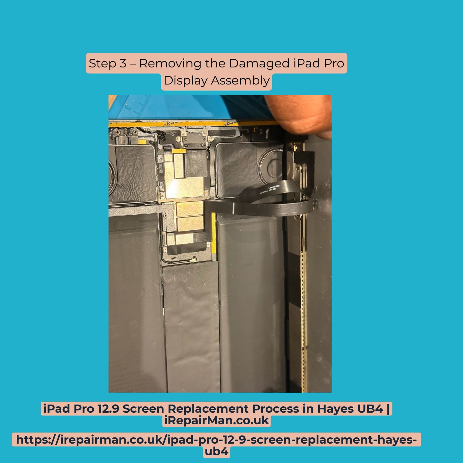 Step 3 removing damaged iPad Pro display assembly