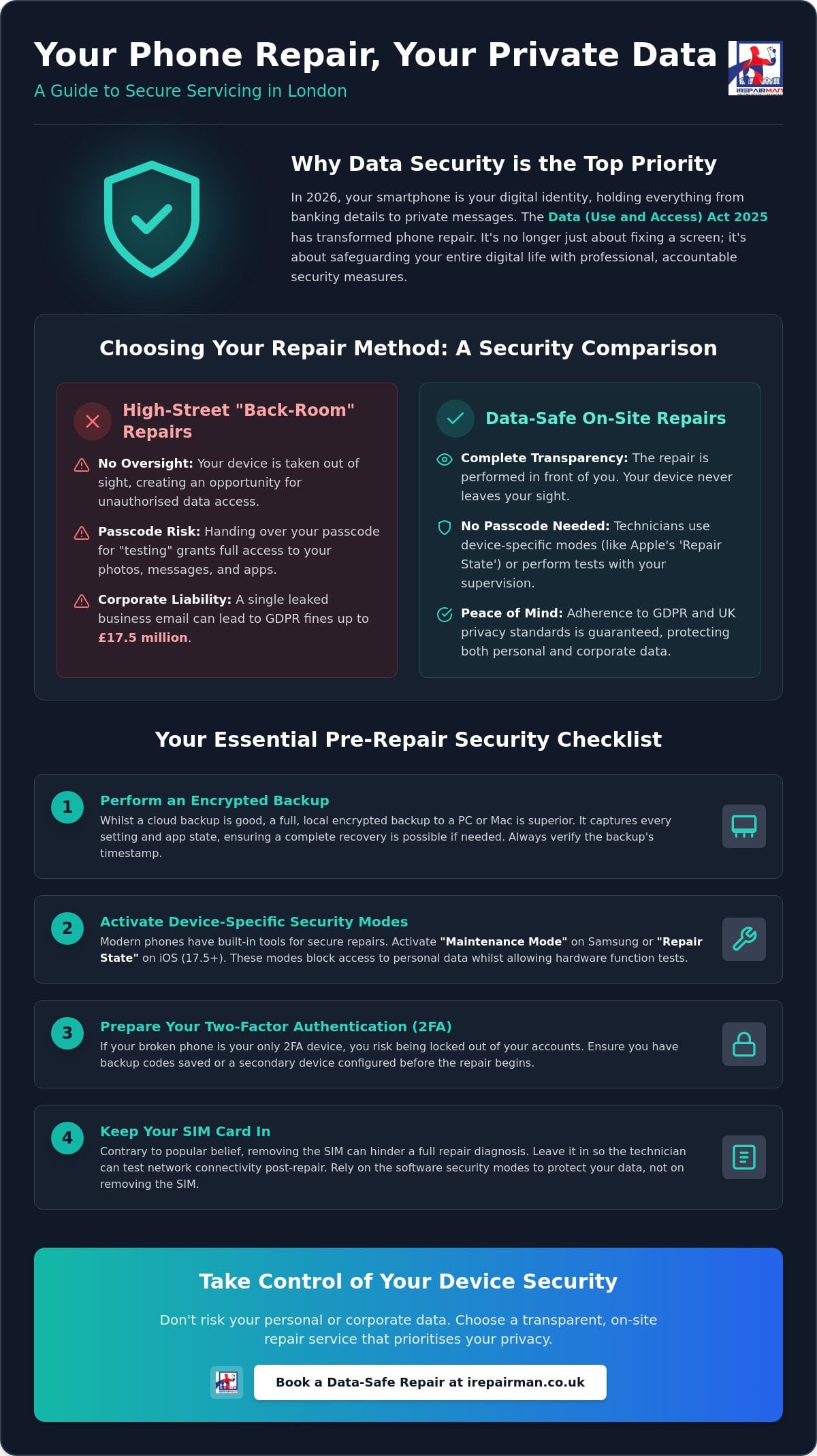 Data Safe Phone Repair London: The Ultimate Security Checklist for 2026