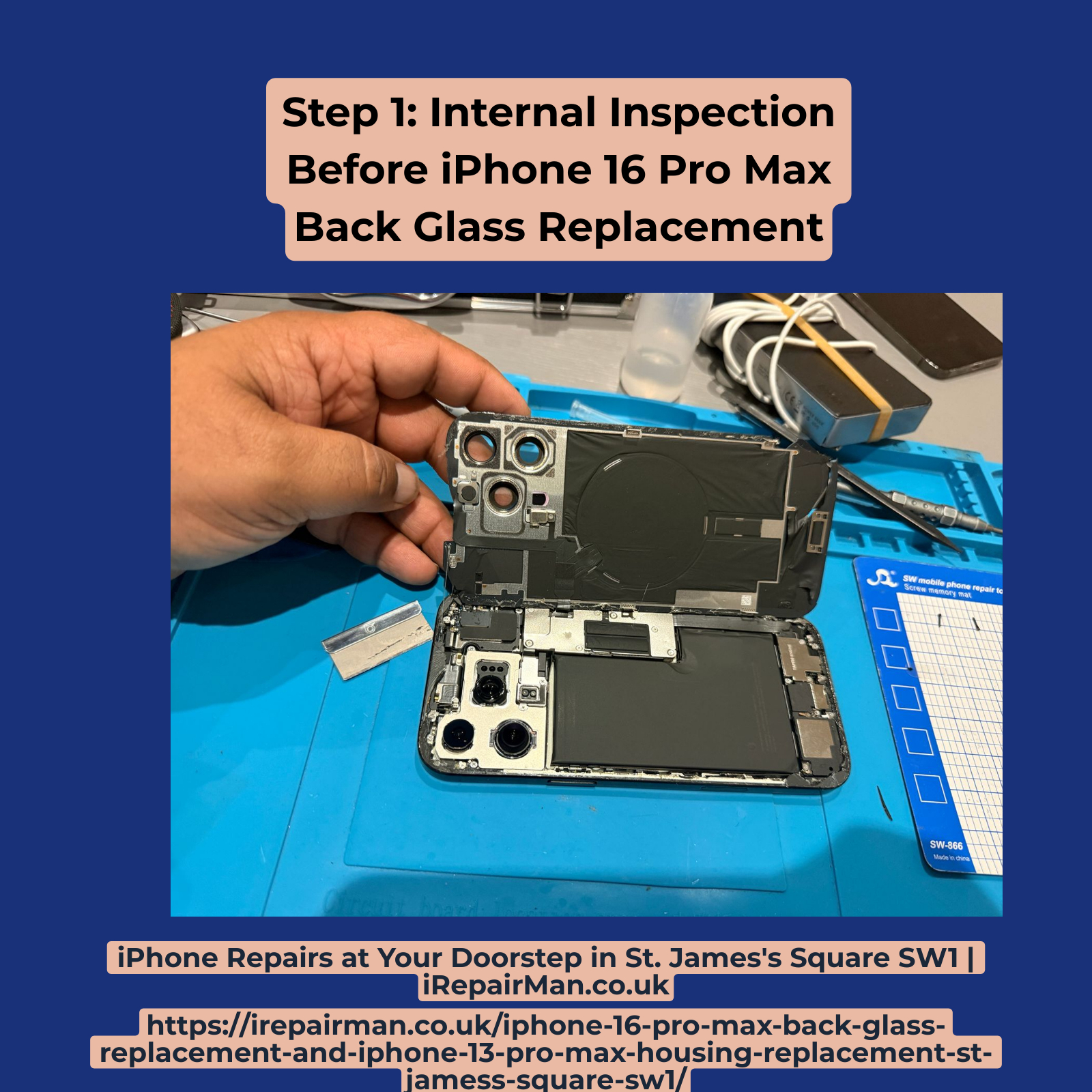 Opening iPhone 16 Pro Max before back glass replacement