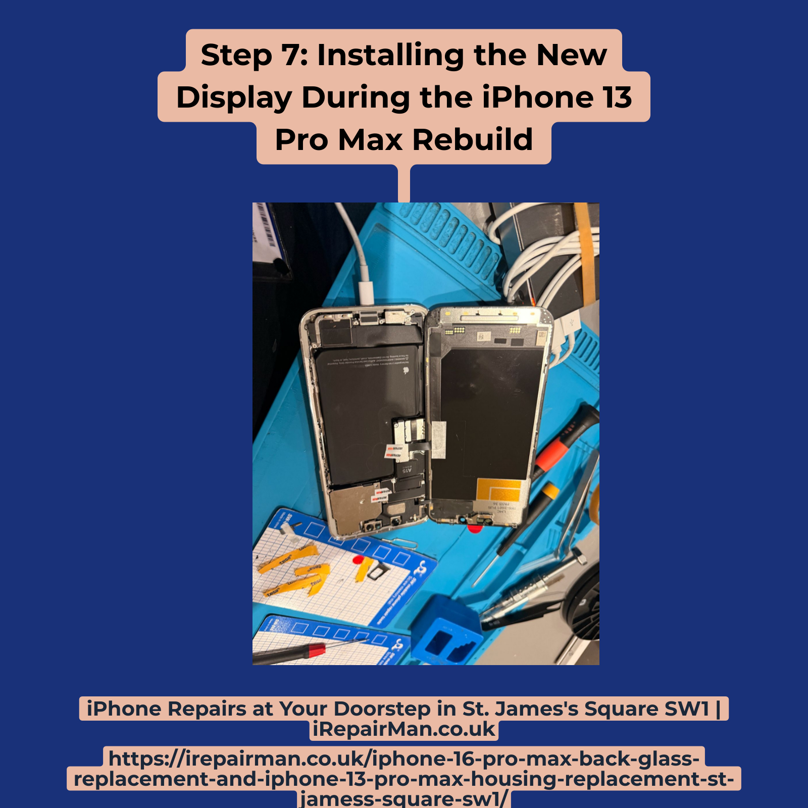 Installing replacement display on rebuilt iPhone 13 Pro Max