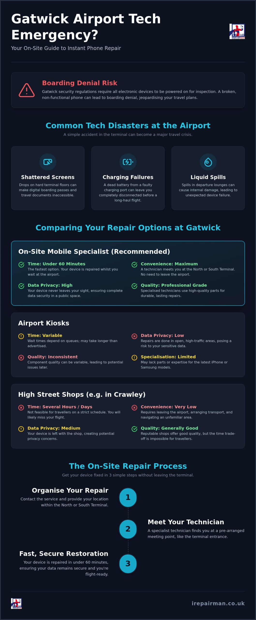 Phone Repair Gatwick Airport: Emergency Tech Support for Travellers in 2026